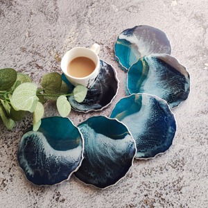 Handmade High Quality Classic Square Eco-Friendly Resin <b>Coasters</b> for Drinks - Product Image 6