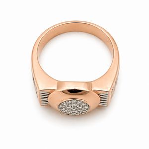 Rose Gold Tone Oval Signet <b>Ring</b> <b>Crystal</b> Rhinestone Accent Alloy Jewelry for Gift Party - Product Image 4