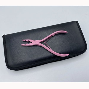 Wholesale Baby Pink Micro-<b>bead</b> Hair <b>Extension</b> Tools Kit Stainless Steel Professional Two Holes Pliers,Clips With Custom Case - Product Image 3