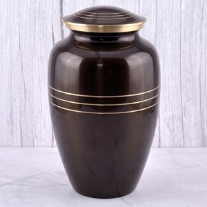 Urna funeraria de latón con diseño floral morado y plateado para cenizas humanas, urna conmemorativa para entierro, superficie pulida. - Product Image 5