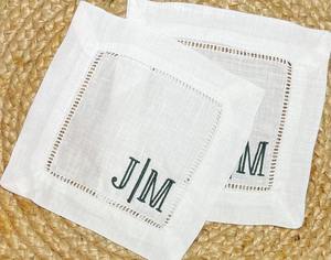Sous-verres carrés personnalisés 100% lin, serviettes brodées style japonais, cadeau de Noël pour hôtesse de cocktail, monogramme - Product Image 4