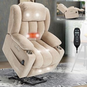 Poltrona Reclinabile Elettrica in Ciniglia Resistente fino a 160 kg con Massaggio a Vibrazione a 8 Punti e Riscaldamento Lombare - Product Image 1