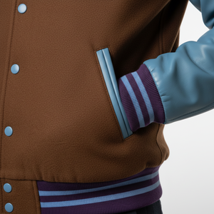 Vestes universitaires personnalisées en laine avec manches en cuir véritable, vêtements d'hiver élégants et stylés pour hommes - Product Image 3