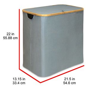 Cesto Portabiancheria Oceanstar a Doppio Scomparto con Coperchio in Bambù - Product Image 4