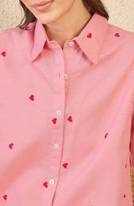 Chemise en rayonne à imprimé cœur pour femme, coupe classique, manches longues, col boutonné, tenue décontractée - Product Image 4