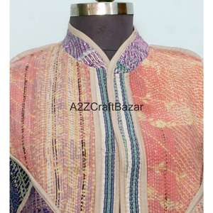 Chaleco de Algodón Acolchado Kantha Vintage Hecho a Mano para Mujer, Estilo Boho, 100% Algodón Puro, Diseño Corto - Product Image 3