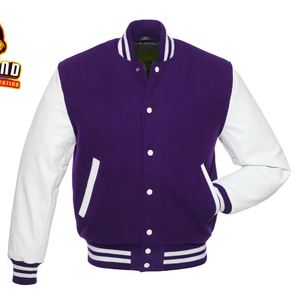 เสื้อแจ็คเก็ตวาร์ซิตี้ผู้ชายแบบสั่งทำพิเศษ คุณภาพพรีเมียม ทำจากผ้าขนสัตว์และแขนหนัง ปรับแต่งได้ด้วยโลโก้และแบรนด์ของคุณเอง - Product Image 1