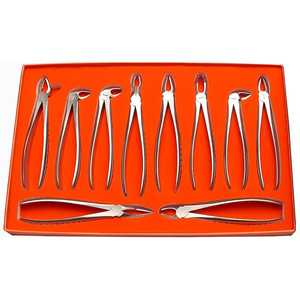 Ensemble de forceps d'extraction dentaire professionnels en acier inoxydable, kit d'instruments chirurgicaux pour l'extraction des dents supérieures et inférieures - Product Image 1