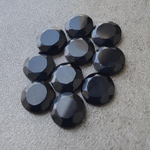 Pierre précieuse ronde en onyx noir naturel, taille tablette, dos plat, pour la fabrication de bijoux, toutes tailles, vente en gros - Product Image 3