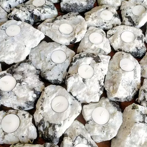 Portavelas de Piedra Natural Tallada a Mano, Piedra de Luna Arcoíris, Ágata, Gema Curativa, Venta al por Mayor - Product Image 4