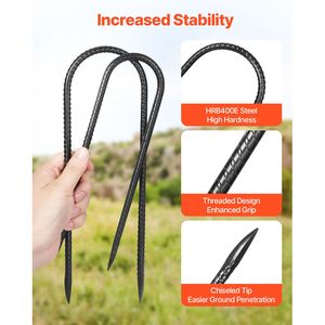 Picchetti per tenda a U in acciaio zincato per impieghi gravosi da 12 pollici, con punta a scalpello, diametro 0,32, resistenti alla ruggine, per ancoraggio a terra - Product Image 3