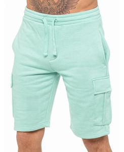 Shorts cargo en coton vert menthe uni pour hommes, avec cordon de serrage et poches latérales, style bermuda décontracté, taille mi-haute - Collection 2026 (Vente en gros) - Product Image 3