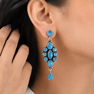 Hot Selling Multi Color Gemstone Drop <b>Earrings</b> | Trendy Brass Fashion <b>Dangle</b> <b>Earrings</b> for Women | Party Bulk Wholesale Supplier - Product Image 3
