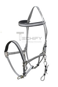 Silver Nylon Horse <b>Halter</b> with Adjustable Straps and Metal Hardware for Secure Fit - Product Image 3