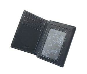 [Best Quality] Castello Genuine Cowhide Soft Leather <b>RFID</b> Open Short Polyester Lining Unisex Tri-fold <b>Wallet</b> Black - Product Image 4