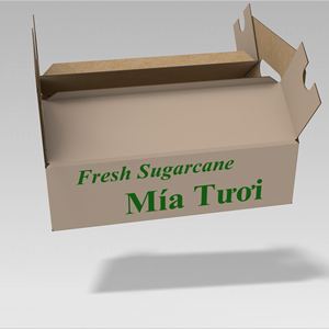Caja de cartón corrugado impresa a medida con asa para envasado de caña de azúcar fresca para exportación agrícola de proveedor vietnamita - Product Image 3