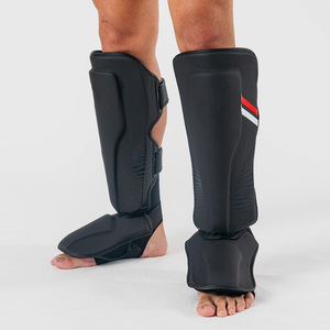 Espinilleras de Boxeo de Cuero Negro OEM con Cierre de Velcro para Entrenamiento y Sparring, Protección Ligera, Talla Adulto - Product Image 2