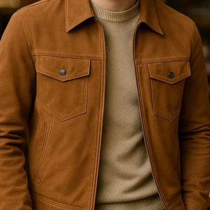 Fashion Style <b>Suede</b> Leather <b>Jacket</b> Comfortable Daily Wear <b>Suede</b> Leather <b>Jacket</b> Smooth Surface With Soft Feel - Product Image 6