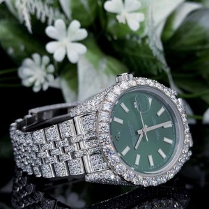 Reloj Mecánico con Esfera Verde, Brazalete de Acero Inoxidable, Bisel con Diamantes, Analógico, 40 mm, 20 mm, de Lujo, con Indicador de Fecha, Servicio de Moldeo Personalizado - Product Image 3