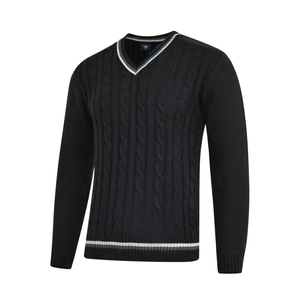 Suéter de Punto Trenzado con Cuello en V para Hombre, Manga Larga, Suave, Transpirable, de Secado Rápido, Cortavientos, Ligero, Informal, para Invierno, Oficina, Estilo Elegante - Product Image 1