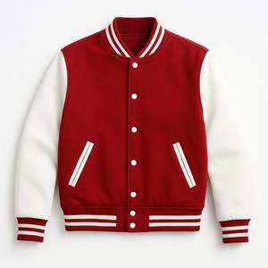 <b>Mens</b> Varsity <b>Jacket</b> PU Leather Sleeve Casual Button Closure Autumn Wear Solid Color Regular Fit - Product Image 5