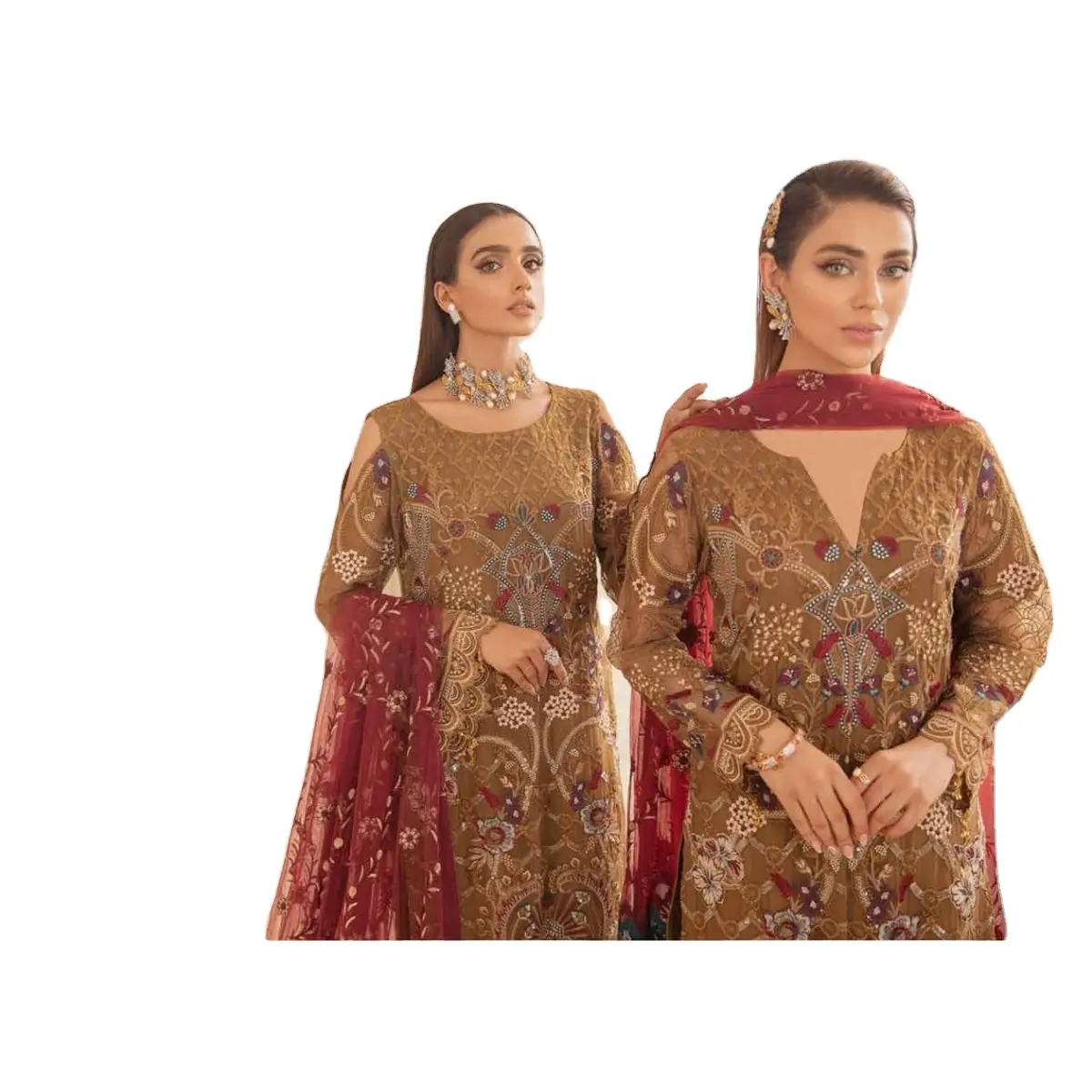 Stylish and Beautiful Luxury Chiffon Dresses 3 Piece Suits Heavy Embroidered by Ramsha Volume Chevron