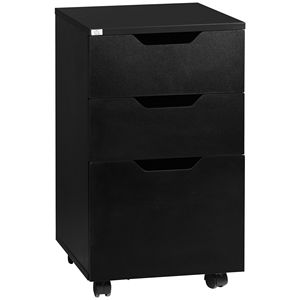 Mobiletto Portadocumenti Nero a 3 Cassetti, Resistente Supporto per Stampante con Ruote, Armadietto Verticale per Casa, Officina, Palestra - in Acciaio - Product Image 1