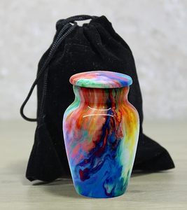 Handmade <b>Ceramic</b> Teardrop Urn Multicolor Swirl Design Pet Casket Memorial Vase Durable Crafted for Pet Memorials - Product Image 2