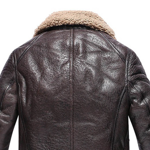 Veste en cuir et fourrure Sherpa pour homme, style unique, manteau d'hiver de luxe, doublure douce écologique de haute qualité, couleur personnalisable sur le devant - Product Image 4