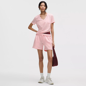 T-shirt décontracté en jersey respirant 100 % coton pour femme, col en V, ourlet incurvé, idéal pour le sport et la course, collection été - Product Image 6