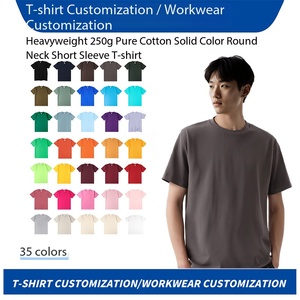 Camiseta de Manga Corta para Hombre, Estilo Americano, 100% Algodón, 250g, Color Sólido, Corte Holgado, Moderna, Ecológica, Personalizable, Venta Caliente OEM - Product Image 6