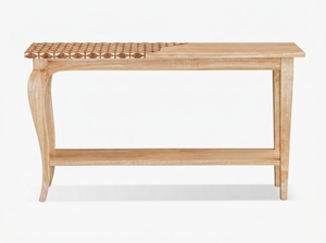 Console moderne en bois de chêne massif, table d'entrée, bureau, meuble d'appoint marron pour salon, décoration d'hôtel - Product Image 1