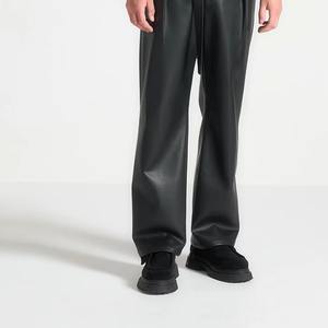 กางเกงหนังแท้ทรงตรงสไตล์ลำลองสำหรับผู้ชาย หนังวัวแท้ กางเกงแฟชั่นสำหรับขี่มอเตอร์ไซค์ ตกแต่งด้วยแผ่นหนัง หนักแน่น ทนทาน ขายส่ง - Product Image 6