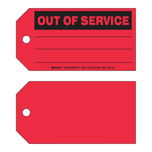 ป้ายการตรวจสอบและบำรุงรักษาอุปกรณ์แบบยืดหยุ่น Brady Out of Service Production Tag - Product Image 3