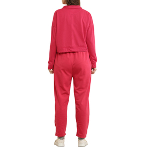 Ensemble de survêtement court 2 pièces en molleton de coton pour femme, motif uni, vente en gros, comprenant un bas court - Product Image 2