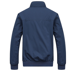 Blouson bomber coupe-vent pour homme, couleur unie, fermeture éclair, col montant, polyester, coupe ajustée, manteau d'extérieur décontracté - Product Image 2