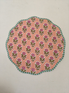 Modern Reversible Cotton Floral Print Quilted <b>Thin</b> Machine Washable Multi-Shaped Customizable Rajasthan Placemat <b>Dining</b> Mat - Product Image 2