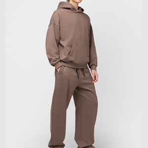 Conjunto Deportivo con Capucha para Hombre, Sudadera y Pantalones de Algodón de Color Sólido, Manga Larga, Corte Holgado, Peso Medio, Transpirable, para Otoño - Product Image 2
