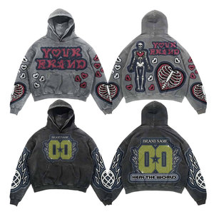 Sweat à capuche de luxe personnalisé avec logo brodé en relief 3D, design urbain tendance, manches longues, 100 % coton, sweat à capuche d'hiver haut de gamme - Product Image 5