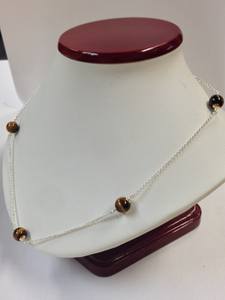 Collar de Piedra Ojo de Tigre en Plata de Ley 925 y Oro Amarillo de 14K, Joyería Fina con Piedras Preciosas para Mujer, Regalo - Product Image 2