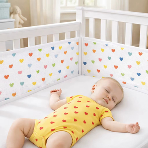 100% Organic Cotton Customizable Mesh Crib Liner Breathable Safe Baby Bedding Soft Adjustable Crib Protector - Product Image 1