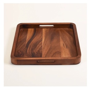 Bandeja Rectangular de Madera Natural Ecológica, Duradera, Moderna y de Alta Calidad para Servir Alimentos con Espacio de Almacenamiento para la Cocina - Product Image 1
