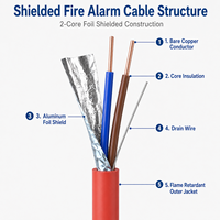 Câble d'alarme incendie en cuivre toronné isolé PVC/LSZH ignifuge, blindé 2/4 conducteurs pour systèmes de détection et d'alarme incendie OEM
