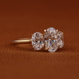 Oval Cut Lab Grown Diamond Engagement Ring Three Stone 14k <b>Solid</b> Gold CVD Diamond Wedding Ring IGI Certified - Product Image 3