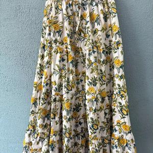Handmade Block Print Cotton Maxi <b>Skirt</b> Women's Casual Ethnic <b>Summer</b> Dress Elastic Waist Breathable Nonwoven Long <b>Summer</b> Ethnic - Product Image 1