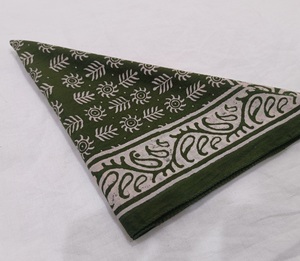 Wholesale 53x53cm 100% Soft Cotton Hand Block Print Bandana <b>Scarf</b> Green <b>Square</b> Floral Head Wrap Breathable Durable Spring Summer - Product Image 2