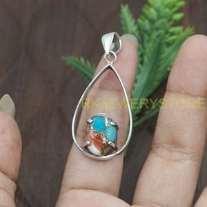 จี้เงินแท้ 925 ประดับหอยนางรมสีส้มธรรมชาติ รูปทรงหยดน้ำ สไตล์โบโฮ ทำด้วยมือ ของขวัญสำหรับผู้หญิง ของขวัญสำหรับคุณแม่ - Product Image 5