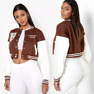 High Quality Custom Satin Silk Women's Varsity <b>Jackets</b> <b>Short</b> Cropped XL Size Autumn Printed Custom Logos Button Wholesale Supply - Product Image 1