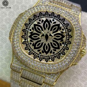 Reloj de Lujo para Hombre Charm Jewels, Dorado, con Incrustaciones de Diamantes, Caja Redonda, Esfera Analógica, Movimiento de Cuarzo, Cierre Plegable, Correa de 20 mm - Product Image 3