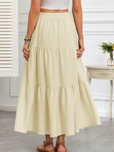 Women Maxi <b>Skirt</b> High Waisted Tiered A Line Flowy <b>Long</b> <b>Skirt</b> with Pockets <b>Summer</b> Casual OEM Wholesale - Product Image 2